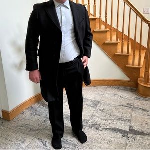 brooks brothers regent stripe-lined 100% wool top coat with chest pocket 38s